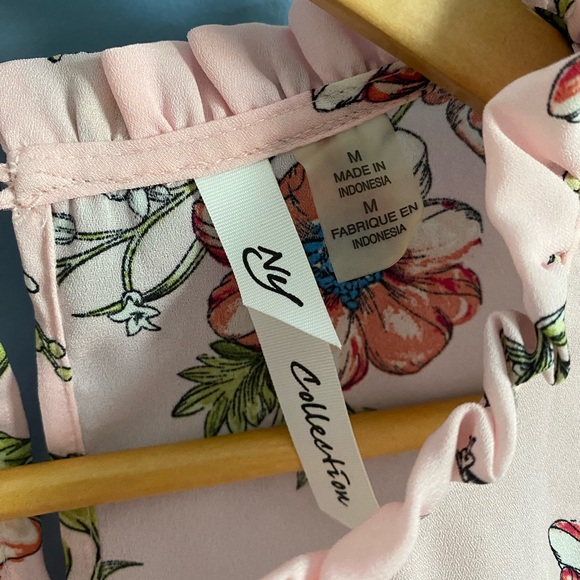 NY Collection Floral Ruffle Blouse - Pink - Picture 2 of 4
